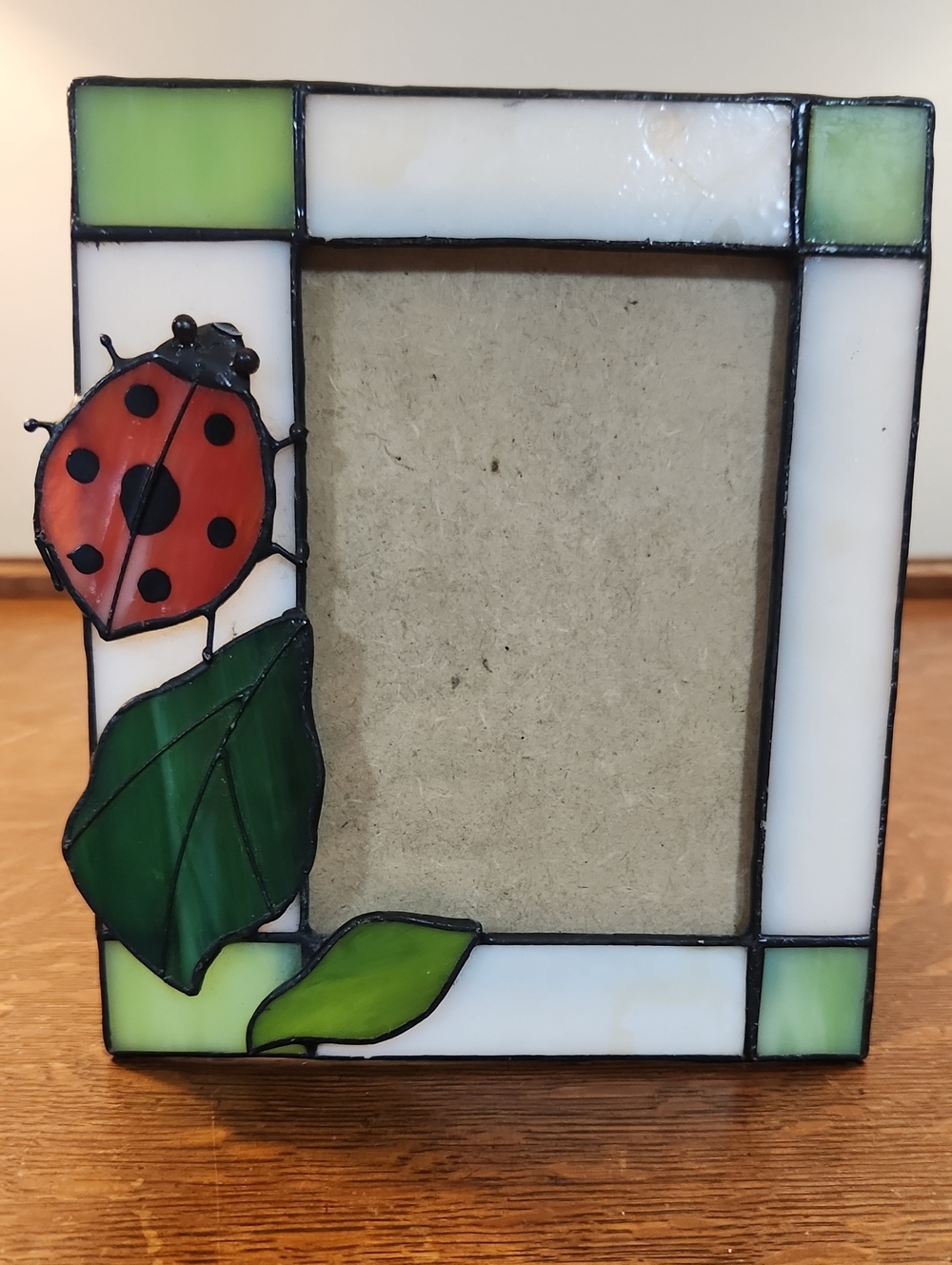 Stained Glass Ladybug Photo Frame in Red and Green Fits 3x4½ Photo